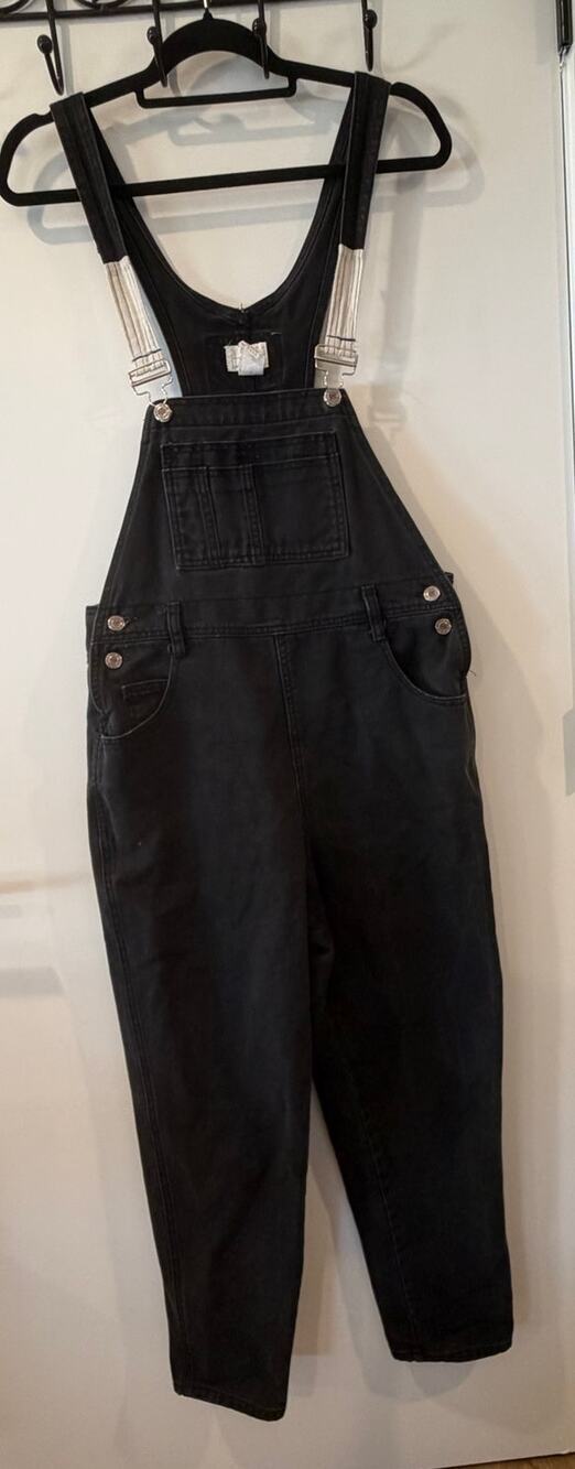 Moda Intl The London Jean Black Denim Overalls Vintage 100% Cotton